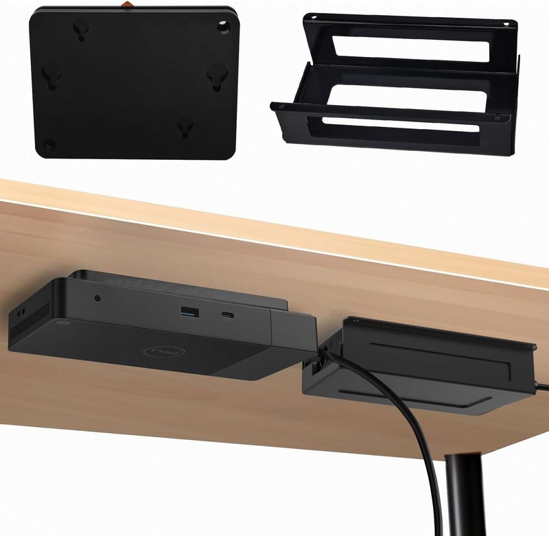 IFCASE Under Desk/Wall Mount for Dell WD25 SD25, UD22 WD22TB4, WD19 WD19S WD19TBS Series Docking Station with Power Brick Holder (Black) - Image 1